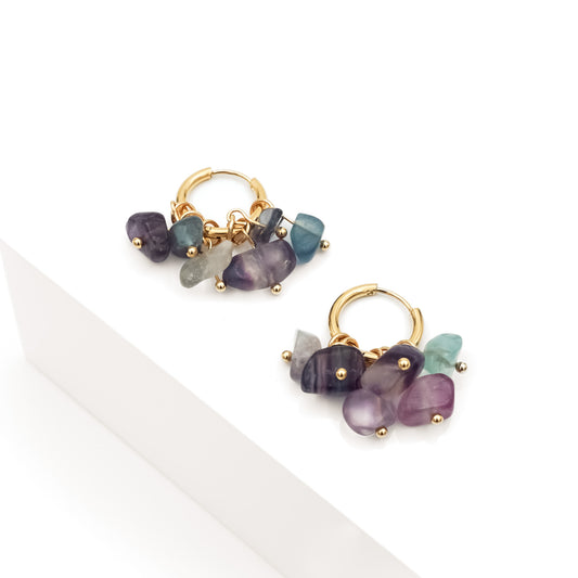 Cora Crystal Earrings - Korvakorut värikkäistä kristallihelmistä - Korut kullattua ruostumatonta terästä - Jewelbox