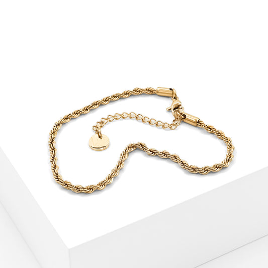 Gemma Anklet - Nilkkakoru kullatusta kaksinkertaisesta metalliketjusta - 18 karaatin kullattu ruostumaton teräs - Jewelbox