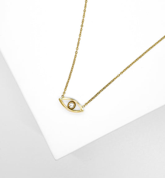 Devica Necklace - kaulakoru - kultainen riipus timantti silmällä - kullattua ruostumatonta terästä - Jewelbox