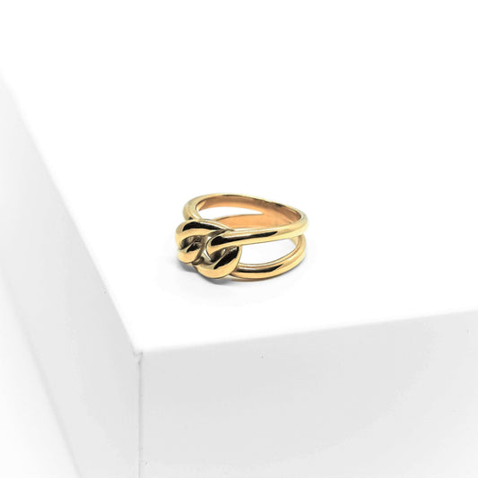 Maleah Ring - kultainen näyttävä sormus - koru kullattua ruostumatonta terästä - Jewelbox
